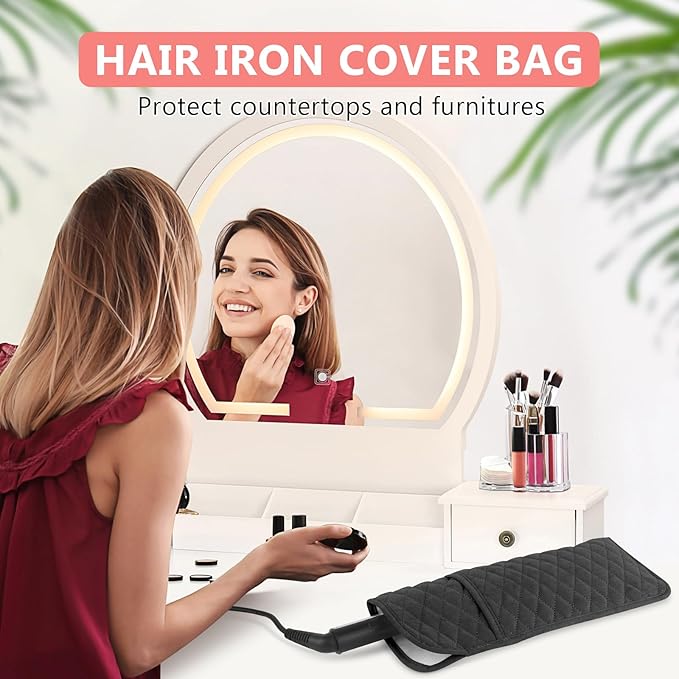 Heat Resistant Hair Tools Organizer Bag Portable Travel Storage Cover Pouch for Hair Straighteners, Curling Irons, Flat Irons and Hot Styling Tools(13.8" x 5.5")