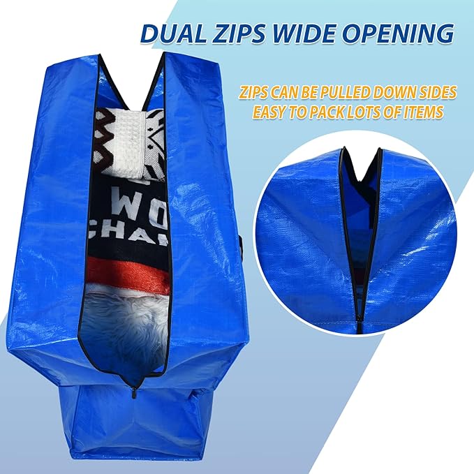 155 Gallon Extra Large Storage Bags, Zippered Outdoor Cushion Furniture Storage Bag with Handles,Jumbo Large Moving Bags Heavy Duty, Christmas Tree Bag, 60x30x20 inch - 1PACK