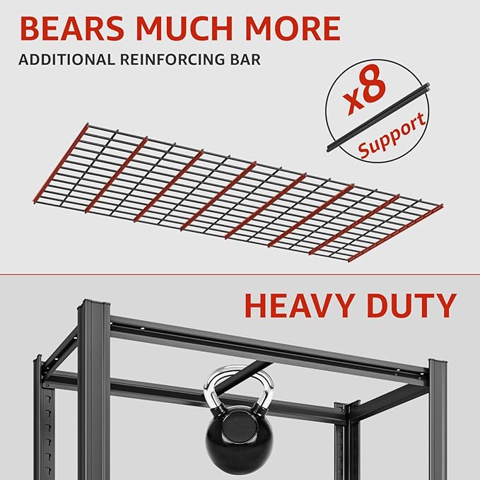 Extra Large/Big 55.12"W Father&I Industrial 6-Heavy-Dudy-Shelf-Rack Utility Tall Garage/Warehouse Shelving Metal/Steel Storage Shelves Unit/System Adjustable for Bin/Shed, 84"*55.12*24", Black