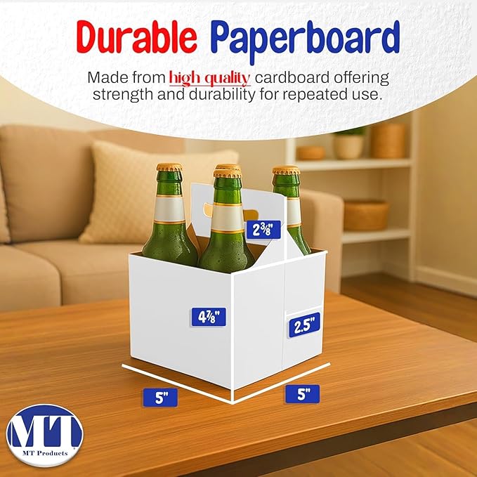 MT Products White 4 Bottle Holder 12 oz. - Corrugated Bottle Carrier for Transport (Pack of 200) - Made in the USA