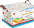 Book Storage Basket Waterproof Canvas Toy Storage Bin Blanket Baskets Collapsible Outdoor Basket with Leather Handles Book Organizer for Nursery Room Classroom Library Closets,Bedrooms,Gifts Baskets