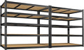 48" W Garage Shelving Heavy Duty 3200LBS Garage Storage Shelving, 5 Tier Adjustable Metal Shelving Unit Utility Rack Shelf for Warehouse, Pantry, Closet, Kitchen 72" H x 48" W x 24" D, Black,2PCS