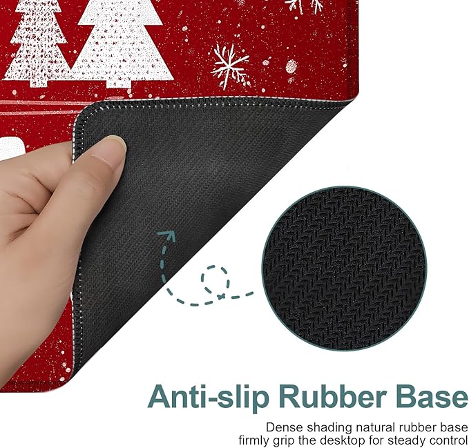 Merry Christmas Gaming Mouse Pad 31.5"x11.8"Desk Mat Anti-Slip Rubber Base & Durable Stitched Edges for Gamers Smooth Mouse Writing Surface for Desk Office/Home