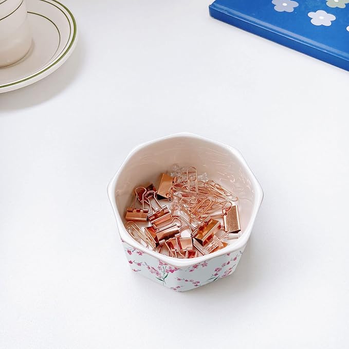 Paper Clip Holder Ceramic Paper Clip Holders Paperclips Holder Dispenser Cute Terrazzo Marble Paper Clip Organizer for Desk Binder Clip Holder Bobby Pin Hair Clip Holder Gift for Office Pink