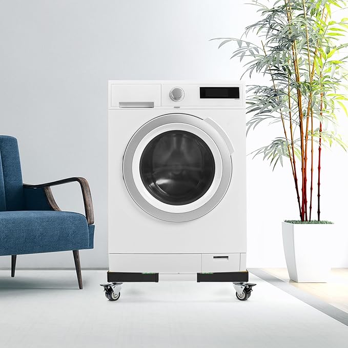 W B D WEIBIDA Mobile Roller with 4 Locking Wheels, Adjustable Furniture Dolly Mini Fridge Stand Appliance Dollys Cart Washer Pedestal for Portable Washing Machine, Dryer, Refrigerator