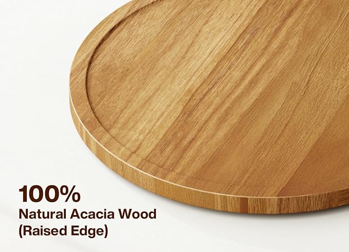 10" Acacia Wood Lazy Susan Turntable Organizer for Table Top, Round Wooden Lazy Susan Storage for Cabinet Countertop Pantry, Decorative Tray for Kitchen Bathroom Decor Coffee Bar Accessories
