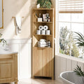VINGLI 68" Tall Corner Cabinet with Fluted Doors,Corner Bathroom Storage Cabinet Pantry Hutch Display Shelves Adjustable for Kitchen, Living Room Modern Space Saver Shelf Bathroom Furniture,Oak