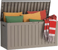 EasyUp 80 Gallon Outdoor Storage Box Waterproof, UV Resistant Resin Deck Box with Hydraulic Rod, Reinforced Stability for Patio, Garden, Striped Gray