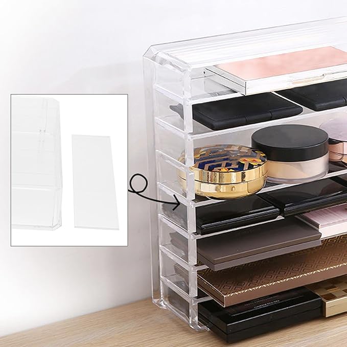 BESPORTBLE Cosmetics Palettes Storage Box with Compartments Makeup Organizer Stand for Eyeshadow Palettes Blush Lipstick Holder and Stylish Makeup Case for Vanity Counter