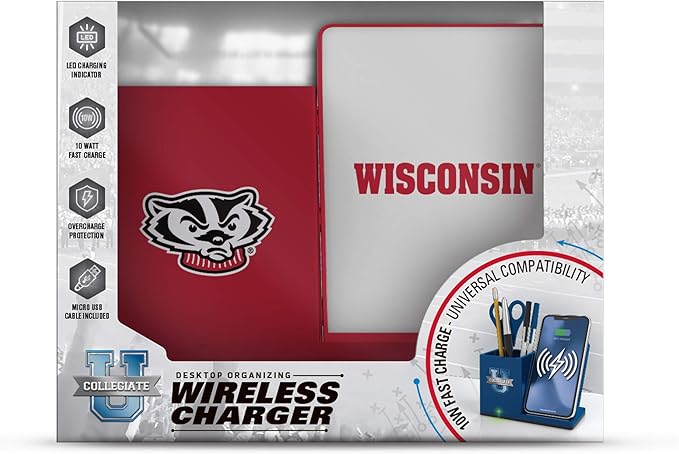SOAR NCAA Unisex Cell Phone Wireless Charging Stand and Desktop Organizer