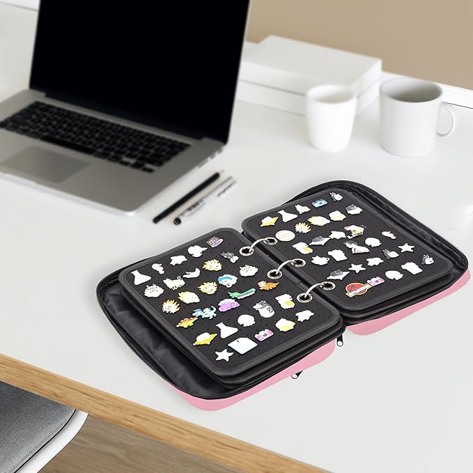 Enamel Pin Display Pages Pin Carrying Case, Pins Collection Storage Organizer Case, Travel Brooch Pin Display Bag (Pins Not Included)