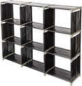 3-Tier 9-Cube Storage Shelf Organizer, Metal Tube and Non-Woven Fabric Storage Rack for Bathroom, Bedroom, or Living Room, Space-Saving & Easy to Assemble