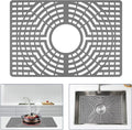Silicone Sink Protector 19"x13" Center Drain Hole, Heat Resistant Non-slip Dishwasher Suitable, Sink Mat for Bottom of Farmhouse Kitchen Stainless Steel Sinks(Grey)
