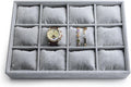 Oirlv Premium Velvet 12 Grid Jewelry Organizer Tray with Removable Pillow Watch Organizer Jewelry Tray Bracelet Bangle Watch Display Holder