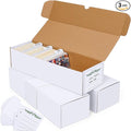 Trading Card Storage Box with Dividers, Cardboard card Organizer Box for Baseball, Sports, Game, Playing Card Collection, pack of 3, White&Brown
