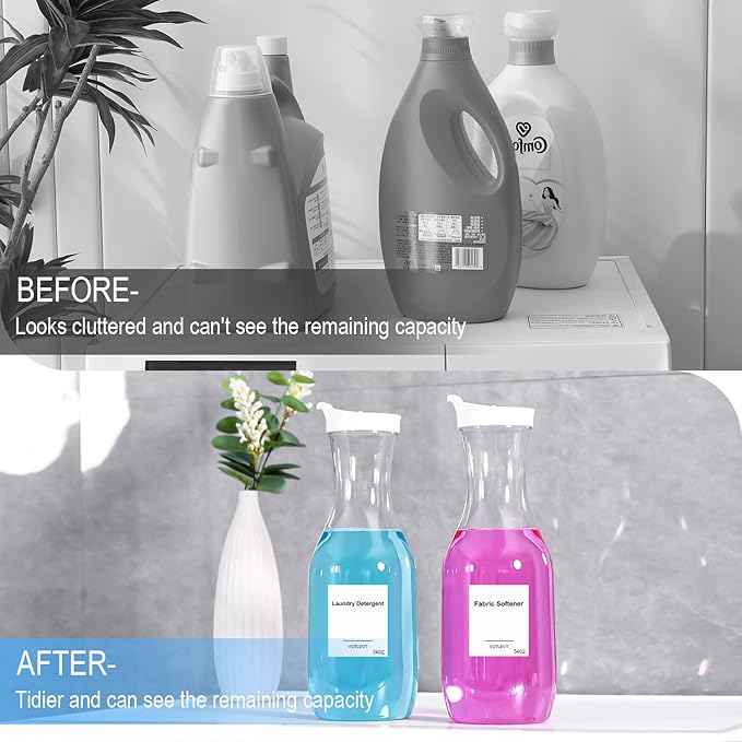 54 OZ Laundry Detergent Dispenser, Laundry Soap Dispenser, Liquid Laundry Detergent Container and Organizer, Clear Plastic Fabric Softener and Laundry Powder Dispenser for Laundry Room, 3Pack