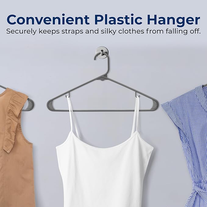SereneLife 150 Pack Plastic Hangers, Lightweight, Durable, Space Saving Clothes Organizers, Suitable for Shirts, Sweaters, Hoodies, Dresses, Kids Clothes, Good for Home Organization (Gray)