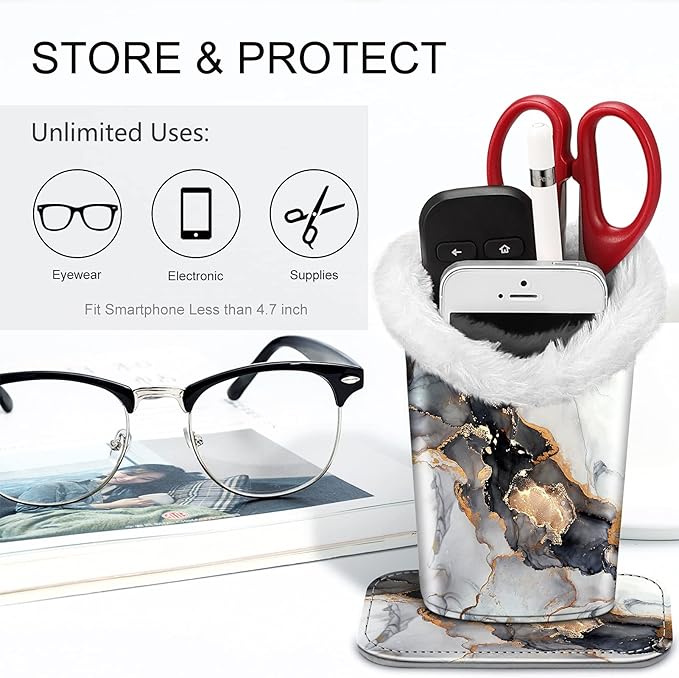 Fintie Plush Lined Eyeglasses Holder, Glasses Stand Case, Anti-scratch Glasses Storage Organizer for Desk, Nightstand, Office