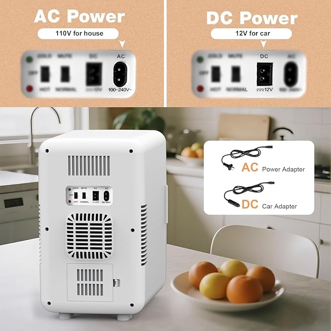 13L/22L Mini Fridge for Bedroom, Non-condensing Small Skincare Fridge, 110V/12V Portable Refrigerator Cooler & Warmer for Drinks, Food, Beauty, Makeup, Dorm, Car, Office