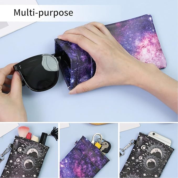 Double Eyeglass Case Soft Dual Glasses Case for Women Men Travel Squeeze Top Sunglasses Cases Eyeglasses Pouch