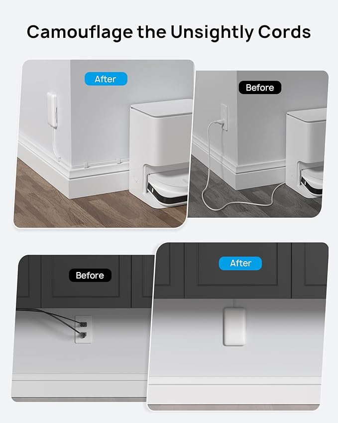 TROND Flat Outlet Cover Extender - 6FT Flat Extension Cord with 8 Outlet and 4 USB, Ultra-Thin Power Strip Cord Concealer with 1700 Surge Protector, Idea for Home Improvement to Hide TV Messy Cord