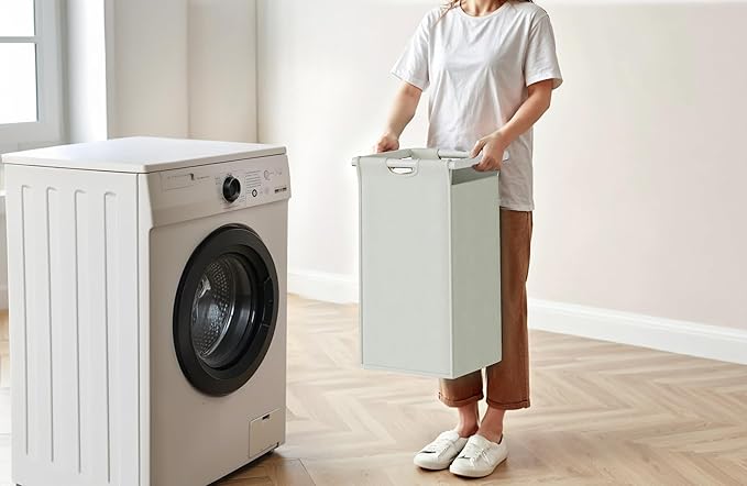 Laundry Hamper with Shelf, Laundry Basket 5 Section, Laundry Sorter with Pull-Out Removable Large Bags and Movable Wheels, Metal Frame, 5 x 15.87 Gallons (60L), White PF08XLW