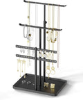 Jewelry Holder Organizer Stand - Adjustable Jewelry Tree 17.5" Height (Max), Jewlery Hanger for Necklaces, Bracelets, Earrings, Aesthetic for Storage and Display, Metal, Black