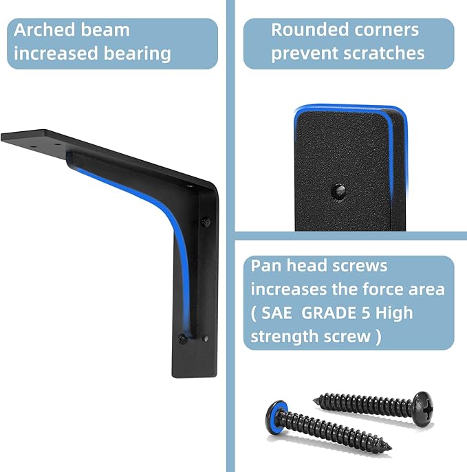 20 x 12 INCH Shelf Brackets,L Shelf Brackets, Vertical Angle, Premium Alloy Metal Heavy Duty Shelf Bracket, high Strength Mounting Hardware Included, Corner Brace Joint,Pack of 2