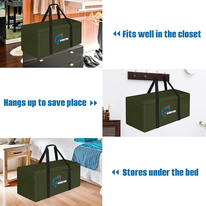 SIRUITON 69”L x 29.5”W x 21.6”H Outdoor Cushion Storage Bag,Patio Furniture Cushion Storage Bag,Heavy Duty 600D Oxford Garden Cushion Storage Covers, Waterproof 9FT Christmas Tree Storage Bags.
