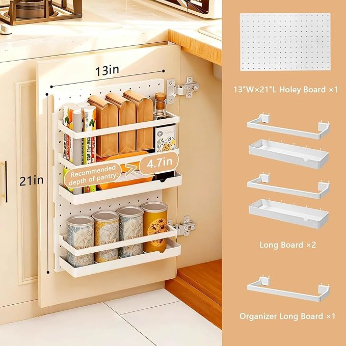 20x13x4.7-Inch Inside Cabinet Door Organizer,Adhesive Shelf,No Drilling Cabinet Door Storage,Organizer Caddy for Kitchen,Bathroom Cabinets,Space Saving Hold,Style1