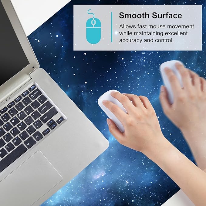 Galaxy Mouse Pad – Large Extended Desk Mat 35.43 x 15.75 in – Deep Space Nebula Starry Sky Design, Non-Slip Base, Waterproof Surface, Oversized Keyboard & Mouse Pad for Gaming or Office