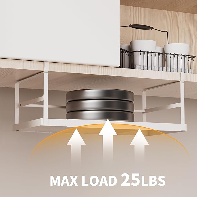 Finnhomy 2 Pack Under Cabinet Organizer, Pantry Organizers and Storage, Under Shelf Basket, Pantry Organization, Expand between16.14”-24.8”, Light Gray
