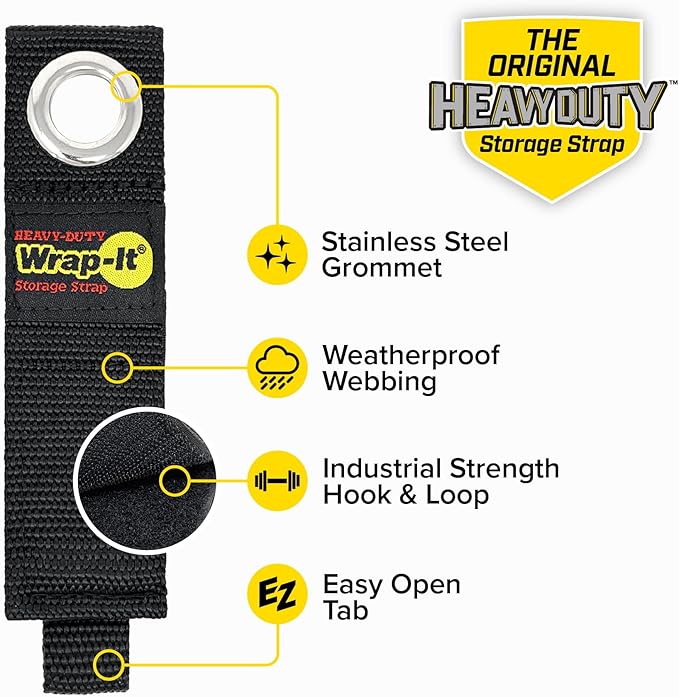 Heavy-Duty Wrap-It Storage Straps, 10-inch (6 Pack) - Hook and Loop Extension Cord Organizer Hanger, Cord Keeper, Cable Straps for Cords, Hoses, and Garage Storage