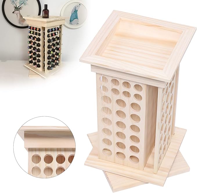 Rotating Essential Oils Storage Rack,8 Tiers 104 Slot Oil Bottle Display Storage Organizer,Hold 5ml & 15ml Bottles,for Home, Beauty Salon, Perfume Store
