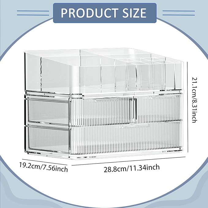 Fenteer Makeup Organizer Drawer Organizer Clear Large Capacity Cosmetic Display Case for Lipstick Cabinets