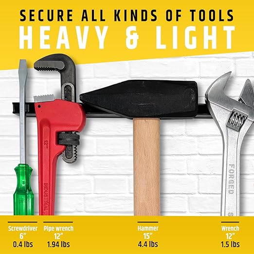 24" Heavy-Duty Magnetic Tool Holder (Upgraded Version) - Extremely Powerful Magnetic Pull Force to Hold Heavy Tools - Professional Space-Saving Magnetic Bar - Tool Organizer Rack/Strip