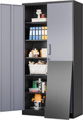 SISESOL Wide & Deep Metal Storage Cabinet with 5 Adjustable Shelf,72" Tall Garage Storage Cabinet with Lock,Metal Cabinets with Locking Doors,Lockable Steel Cabinets for Home,Office,Garage Locker