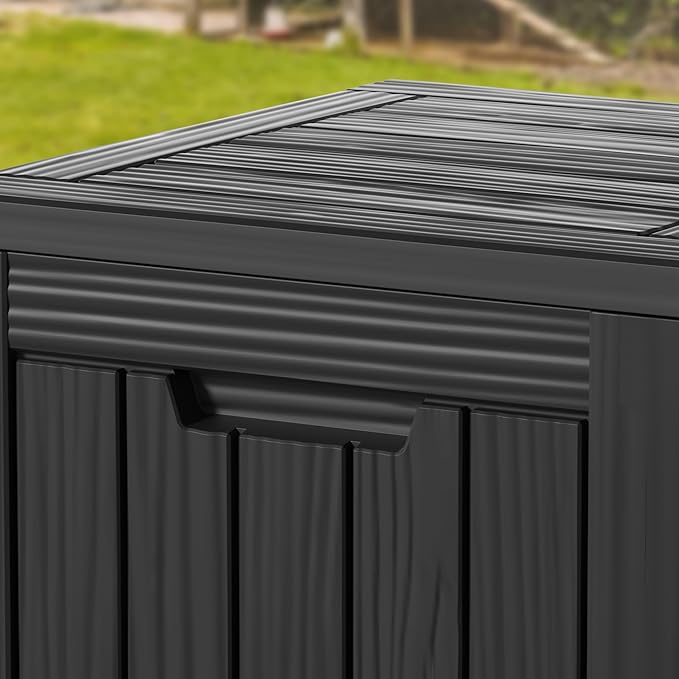 Two 28 Gallon Outdoor Storage Box, Resin Deck Boxes Waterproof, Indoor Outdoor Bin for Package Delivery, Patio Cushions, Gardening Tools, Lockable, UV Resistant