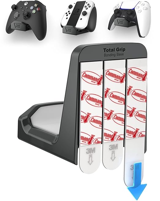 TotalMount Controller Wall Stand (1 Pack) with Non-Slip Pad & Removable Adhesive for Xbox, PS5, PS4, and Nintendo – This Premium Holder Won’t Damage Your Wall with Screws or Permanent Adhesive