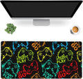Desk Mat,Colourful Joystick Game Gaming Mouse Pad,XXL Extended Mouse Pad Mat for Office,Computer,Keyboard with Non-Slip Base Stitched Eges Mousepad 35.4x15.75 inch