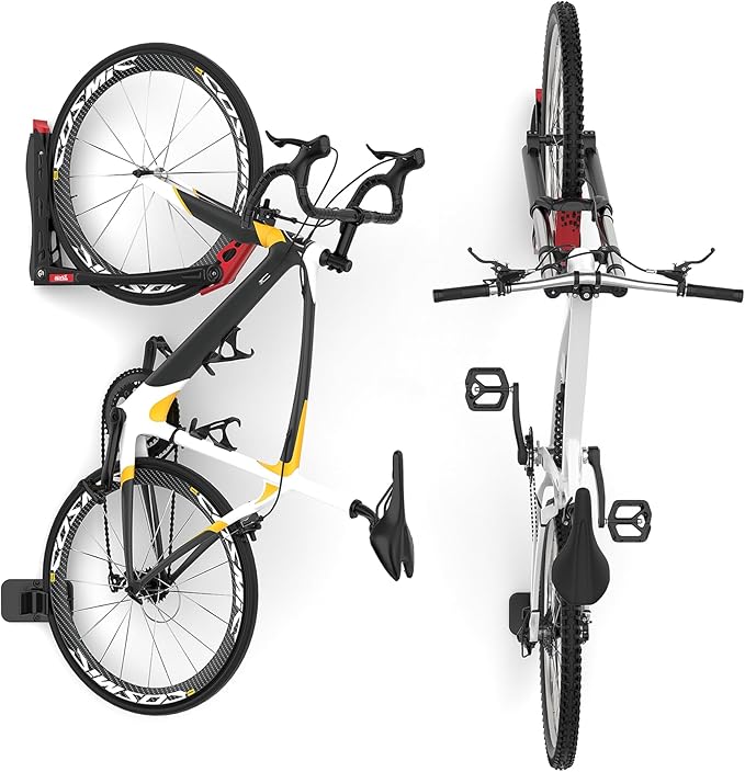 TORACK BIKEPAL Space Saving Wall Mounted Swivel Bike Racks, Vertical Bike Wall Hangers for Garage Storage Solution (2 Pack)