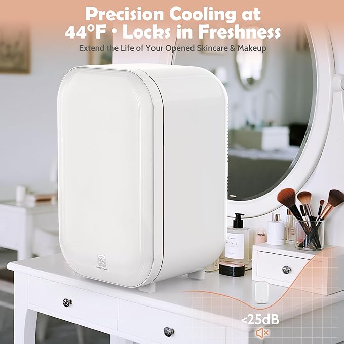 22L Mini Skincare Fridge, Beauty Fridge for Cosmetic Storage, 44°F Intelligent Temperature Control, Personal Small Makeup Refrigerator for Bedroom, Dorm