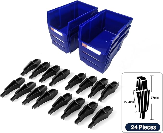 Pe&Hui Storage Organizer Bins,Wall Mount Storage Parts Rack,Stackable Shop Tool Bins for store Screws,Small Parts,Office Supplies and other Accessories Blue (6Pack)