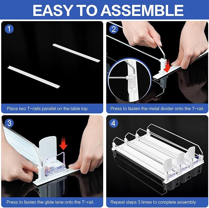 Drink Organizer for Refrigerator, Automatic Pusher Drink Dispenser for Fridge, Soda Can Organizer for Beer Beverage Holds up to 25-5Row (15.3" D x 16.54" W)