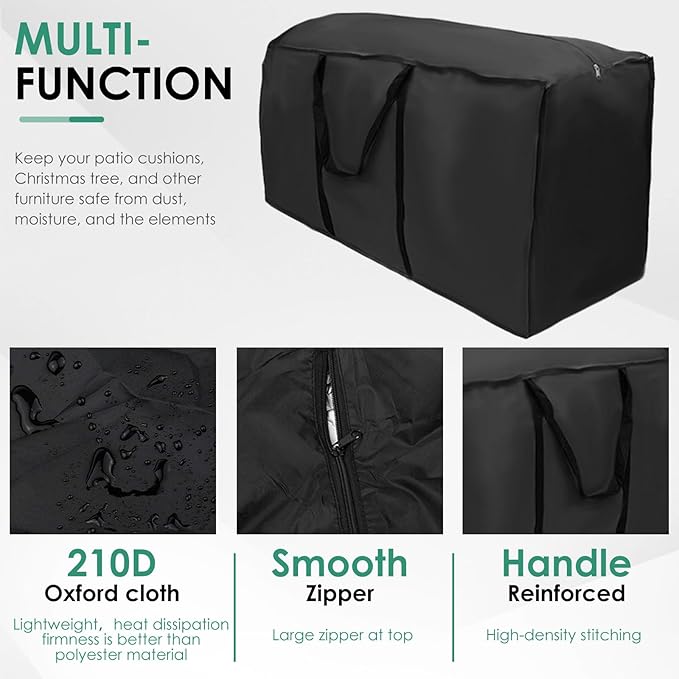 2 Pack Patio Furniture Storage Bag Extra Large Protective Cushion Cover with Zippered Waterproof for Patio Furniture with Zippers and Handles Size 68 inch L x 30 inch W x 20 inch H (2)