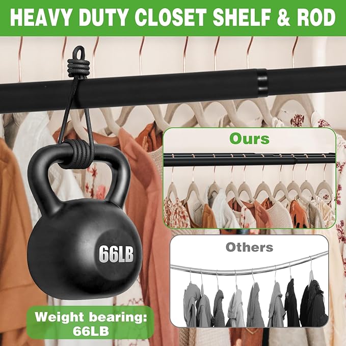 Expandable Closet Shelf, 16-39 Inches Metal Closet Rod Organizers and Storage Shelves Space Saving DIY Divider Separator for Cabinet Wardrobe