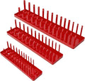 3PCS Socket Organizer Tray Set, SAE Socket Storage Trays, 1/4-Inch, 3/8-Inch & 1/2-Inch Drive Deep and Shallow Socket Holders for Toolboxes