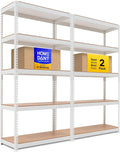 HOMEDANT 5 Tier Storage Shelves Adjustable Laminated Boltless Garage Metal Shelving Unit Heavy Duty Utility Rack Shelf Warehouse Pantry Closet Kitchen (2, (M) 35.9" W, White)