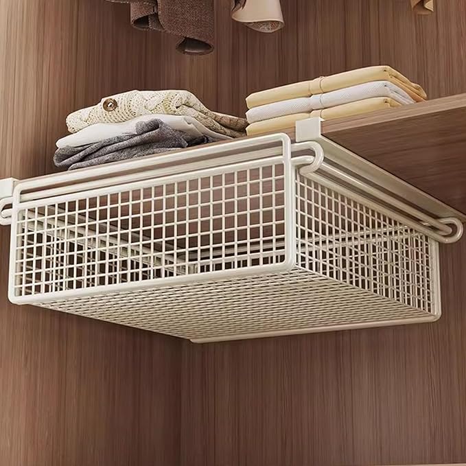 Hanging Cabinet Bin Drawer Multifunctional Under Shelf Storage Basket Bedroom Wardrobe Shelf Installation