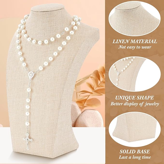Kigley 6 Pcs Linen Necklace Display Bust Jewelry Holder Necklace Retail Mannequin Display Stand for Jewelry Selling Vendors Shows (11.4 x 6.9 Inch)
